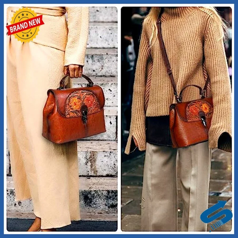 Genuine Leather Satchel Handbag Crossbody Hobo Top Handle Purse Vintage